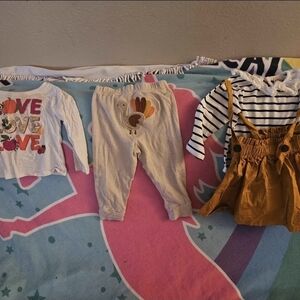 Kids Thanksgiving and Striped Matching Set